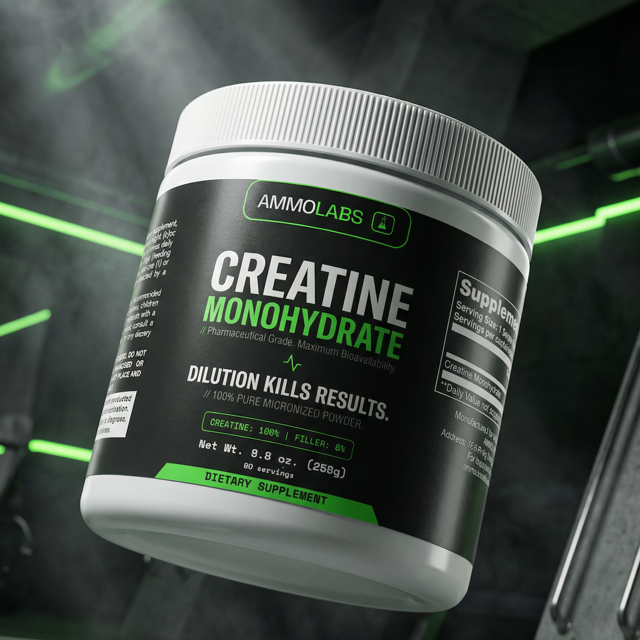 Ammo Labs Creatine Monohydrate — 250g tub of pure unflavored creatine